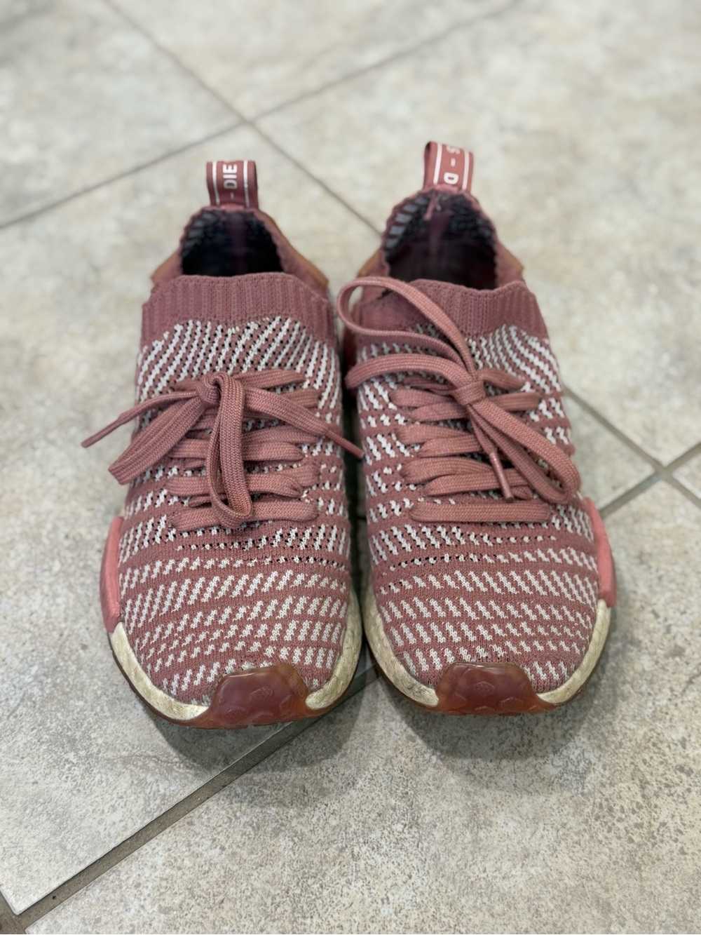 Adidas NMD R1 Pink Purple Knit Sneakers Size 7